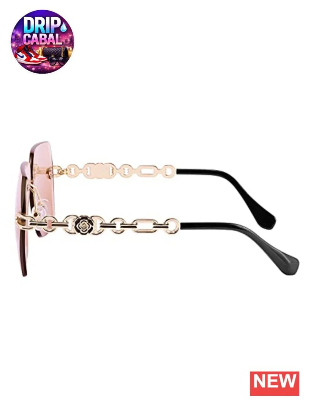 Rimless Sunglasses Women Metal Frame Diamond Cutting Lens UV400